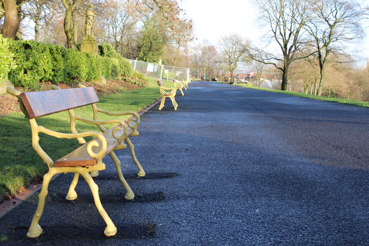 queens park bench promenade bolton
